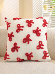 1pc Jacquard Bow Decorative Pillow Case, Cute, Back To School Gift, Girl Dorm Bedding, Dorm Decor, Pillow Cover Only, Suitable For Sofa, Cushion, Throw Pillow, Lumbar Pillow