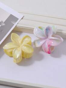 2 pièces Pince à cheveux en acrylique en forme de fleur de frangipanier, élégante et douce, accessoire pour chignons, queue de cheval. Style nature mignon, convient pour un usage quotidien, les voyages, les séances photo (couleurs aléatoires). Pinces à cheveux fleuries.