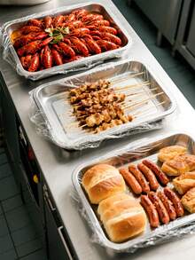 100/50/10 Stück Lebensmittel Abdeckungs-Tabletts, PE-Frischhaltefolie, staubdicht & fliegenfest, geeignet für 25*35cm und 30*40cm Tabletts, transparente elastische Lebensmitteltablett-Abdeckungen, geeignet für Brot, Obst, Gemüse & Desserts, perfektes Zubehör für Haushaltsgeräte, Küche/Bäckerei/Lebensmittelkonservierung