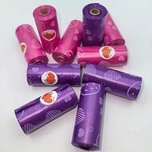 180 de saci/12 role Kit de colectare a deșeurilor de câine din plastic gros, model nou și drăguț cu căpșuni, set de plimbări și oliță pentru câini în aer liber, colectare a excrementelor de câine și a gunoiului (Pettailbliss), decorațiuni interioare, depozitare pentru petreceri și Crăciun