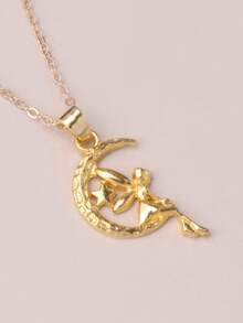 1 pieza Collar con colgante de ángel de color plateado para niñas - Plata antigua - Ver 7