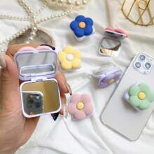 1 Stück Handy Griff Halter mit Blume, Handy Griff Halter, Handy Airbag Ständer, Zieh-Druck Handy Griff, Handyhalter, Handy Zubehör, Handy Deko, kompatibel mit iPhone, Android Handy, Geschenk für Geburtstag, Familie, Freunde