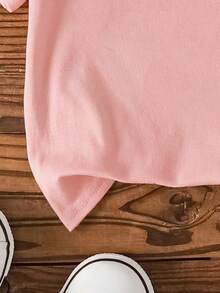 2pcs/Set Girls Cute Ramen Bubble Print Short Sleeve T-Shirt + Shorts Set, Soft Fabric Casual Summer Outfit - White - View 4