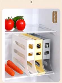 4-Tier Sliding Egg Storage Box, Refrigerator Side Door Egg Carton, Automatic Rotating Egg Holder, Household Kitchen Organizer (Holds Up To 30 Eggs)