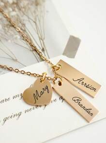 Colar Retangular Personalizado com Tema de Amor, Colar com Nome Personalizado, Colar Personalizável de Aço Inoxidável, Colar Delicado para Mulheres, Presente de Aniversário, Presente de Casamento, Dia dos Namorados, Aniversário, Formatura, Uso Diário, Ideias de Presente para Ela/Ele, Amigos, Crianças, Casais, Melhores Amigos, Mulheres, Família
