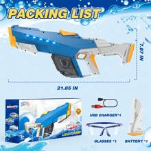 Rechargeable Water Blaster For Outdoor Play - Automatic Fill Water Sprayer Toy With LED Lights, 39ft Range, Pool Beach Summer Games For Kids Ages 8+ And Adults (Grey)