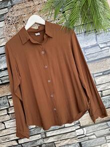 Women's Shirt Made Of Beautiful Viscose Fabric - 摩卡棕 - 查看 1