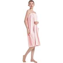 Towel Wrap For Women After Shower,Plush Bath Robe Female,Sauna Spa Wrap Around Towels With Pockets Suitable For Home And Travel Use - 粉色 - 查看 6