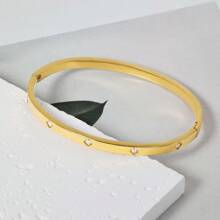 DAILI 1-3 piezas Brazalete de trébol de cuatro hojas con baño de oro de 18K, acero inoxidable, de moda, apto para fiesta, uso diario, estilo europeo y americano, personalizado, generoso, pulsera de lujo con circonita cúbica, conjunto de joyería de boda, regalo para chicas, mujeres, familiares