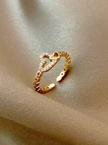 1pc French Style Open Ring, Adjustable, Suitable For Everyday Wear