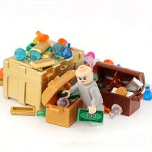 2/3 buc comori aur argint lingouri bijuterii blocuri de construcție accesorii set de monede de jucărie, bancnote contrafăcute de dolari DIY set de construcție miniaturi de monede, cutie de bijuterii cu pietre prețioase cu diamante blocuri de construcție, cristale de lingouri bancnote de dolari monede contrafăcute blocuri de construcție jucării educaționale pentru copii adolescenți și adulți jucării pentru copii seturi de monede pietre prețioase (număr de accesorii culoare aleatorie)