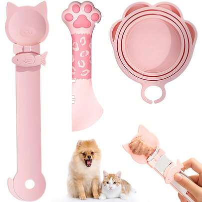 3pcs Cat Treat Squeeze Spoon, Cat Stick Feeding Spoon, Multifunctional Cat Treat Dispenser, Convenient Cat Licking Spoon, Cat Food Spoon For Wet Food (3 Colors), Cat/Dog Food Can Lid, Silicone Cat Food Scoop Or Can Opener, Cat Treat Spoon, Multifunctional Cat Treat Dispenser Spoon, 1pc Cat Can Lid And 2pcs Cat Food Spoon For Wet Food (Pink)