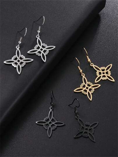 1 Pair Of Celtic Symbol Witch Knot, Bohemian Style Stainless Steel Pendant Charm, Fashionable Drop Earrings For Men And Women, Suitable For Everyday Wear, Christmas Gifts, Halloween Gifts