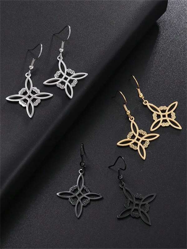 1 Paar keltisches Symbol Hexenknoten, bohemian-styl Edelstahl Anhänger, modische Tropfenohrringe für Männer und Frauen, geeignet für den täglichen Gebrauch, Weihnachtsgeschenke, Halloween-Geschenke