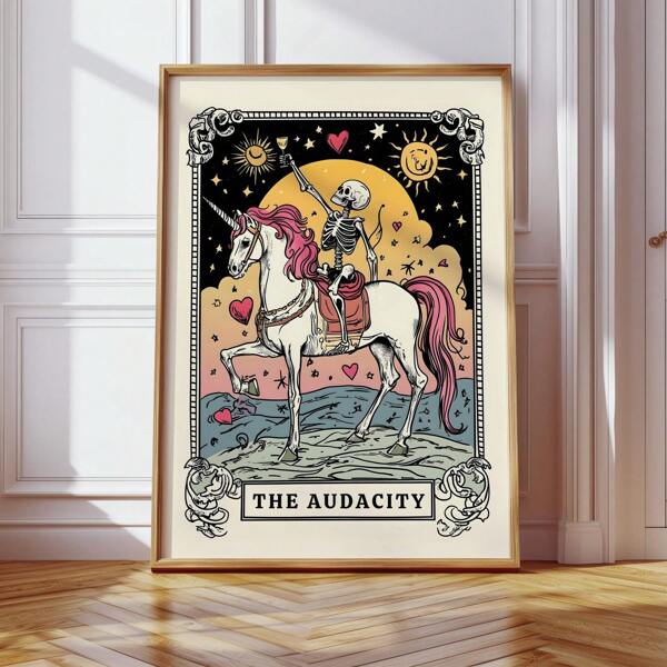 1pc Tarot Wall Art Crystal Skull Simple Poster Gothic Female Power Decor For Dark College Dorm, Bold Goddess Gift And Witchcraft Wall Decor (Gothic Print Painting)