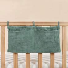 双层婴儿床侧收纳袋，带双口袋，婴儿车悬挂式尿布瓶收纳袋，带印花图案