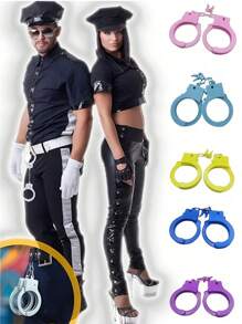 Set de 3 esposas de juguete para fiestas de disfraz, hechas de plástico con llaves, accesorios de utilería para escenarios y temas de policía, un accesorio de diversión para fiestas, disfraces de Halloween y el mejor regalo para familiares y amigos.