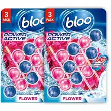 Bloo Power Active Toilet Rim Block Fresh Flowers, With Anti-Limescale, Cleaning Foam, Dirt Protection And Extra Freshness - Pack Of 3 Rimblocks - 2 Count (Pack Of 3) - View 1