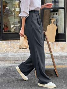 2025 Spring & Summer New Arrival Women's Minimalist Style Casual Solid Color Long Pants - Grey - View 4