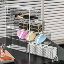 1pc Transparent 4-Cell Pull-Out Glasses With Drawer Sunglasses Storage Box Dustproof Stackable Accessories Storage Box,Stationery Storage, Makeup Tool Storage, Jewelry Storage, Display Stand