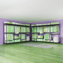 Heavy-Duty Coat Rack System - Industrial 4x4 Rack - 1100 Lbs Maximum Weight - 77" Height - Belt Included - Space-Saving Design - For Bulk Clothing & Shoes - Sturdy Metal Construction - Easy Installation