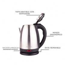 Hervidor de agua Caronte 2 litros Acero inoxidable base removible funcional