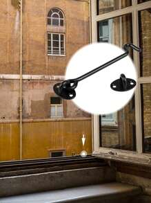 Gancio anti-vento in acciaio inossidabile nero, accessori per gancio per finestra rinforzato, accessori per gancio per finestra, gancio in acciaio inossidabile, accessori per gancio per finestra rinforzato con un aspetto elegante, semplice e pratico, che aggiunge privacy a qualsiasi porta scorrevole, perfetto per fissare la posizione di porte, cancelli e finestre, adatto per bloccare strappi, porte di capanni o finestre che si aprono