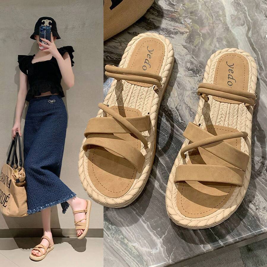 Women Sport Sandals - 卡其色(防脫膠輕盈底) - 查看 1