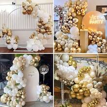 112pcs Gold, White And Transparent Latex Balloons - With Champagne Gold Metallic Balloons - Perfect For Boys Girls Children Birthday, Wedding, Bridal Shower, Graduation, Home Decor And Celebration, Celebration Decor Collection - Mixed Colors - View 5