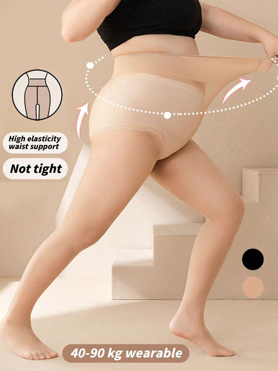 1 Peça Meia-calça Plus Size de Cor Sólida, Meia-calça Ultrafina Modeladora Adequada para a Vida Diária, Meias Básicas Confortáveis, Levantamento de Quadris e Leggings Elásticas, Novas Meias Femininas Antideslizantes, Collants