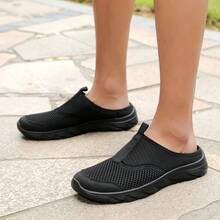 Giày lười mùa hè unisex, dép bít mũi thoáng khí, giày lười lưới nhẹ không gót cho nam, dép bít mũi ngoài trời cho nữ - màu đen - Xem 8