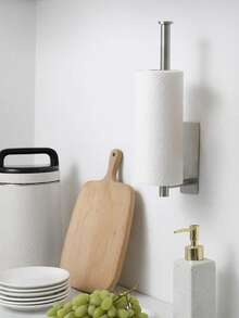 1pc Stainless Steel Paper Towel Rack Holder Wall Mount For Kitchen,Paper Towel Holder Rach,Bulk- Self-Adhesive Under Cabinet,Kitchen Storage Rack,Both Available In Adhesive And Screws