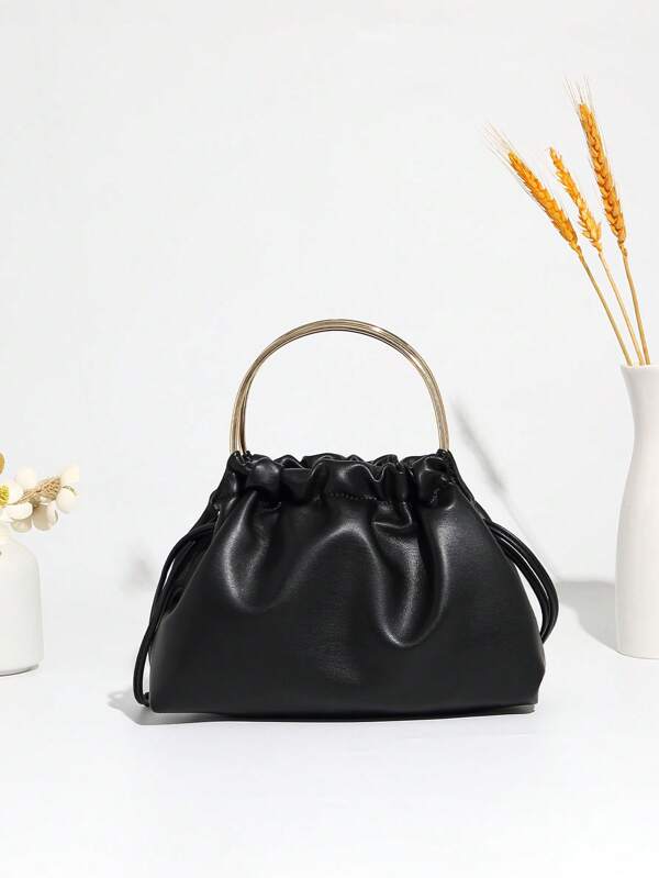Bolsa para llevar al hombro o cruzada al Body, bolso con forma de nube, embrague con asa dorada y bolsa de cordón para la muñeca. Para compras, combina el bolso plisado para un solo uso.
