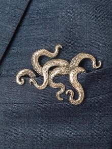 1 件男士复古休闲个性化绅士独特章鱼形状西装翻领别针办公室配饰衬衫夹克珠宝圣诞节万圣节秋冬配饰，适合青少年、青年、男士、休闲、户外、运动、度假、毕业礼物、生日、日常穿着衣服别针有趣可爱的教师礼物