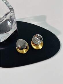 JOJELOO 1 paire de boucles d'oreilles rondes asymétriques scintillantes avec un design vague unique, convenant aux femmes, détachables et de couleurs contrastées