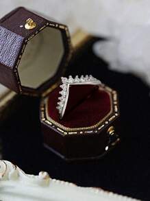 1 Pieza Anillo en forma de v con gotas de agua con brillo, anillo de boda de mujer en plata de ley 925, anillo de compromiso, anillo de eternidad, regalo de joyería fina