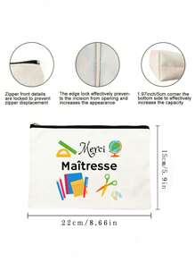 Simple Style Super Maitre Print Durable Travel Toiletry Bag With Zipper Closure, Foldable And Lightweight Makeup Organizer For Daily Use And Travel