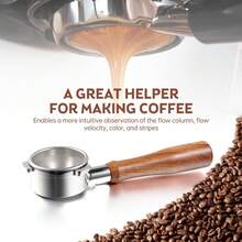 54mm Bottomless Portafilter 3 Ears Expresso Bottomless Naked Portafilter Stainless Steel And Solid Wood Filter / Basket / Spoon And Cleaning Brush Included Replacement Parts Compatible With Breville BES870/875/878/880 Machines - Silver - View 5