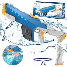 Rechargeable Water Blaster For Outdoor Play - Automatic Fill Water Sprayer Toy With LED Lights, 39ft Range, Pool Beach Summer Games For Kids Ages 8+ And Adults (Grey)