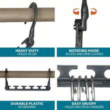 Local Shipping-Wonder Hanger Max 10-Pack Space Saving Hangers, Reinforced Hooks Swivels 360°, Cascading Hanger, College Dorms & Storage Closet Organizer, Fully Assembled – Grey - Grey - View 2