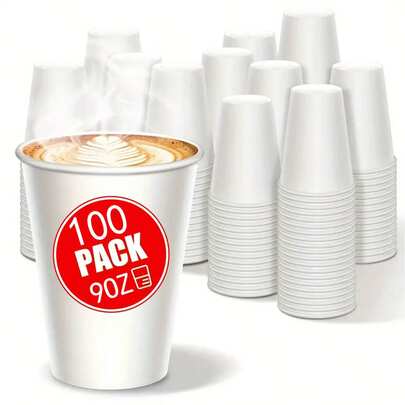 100/50 st. 237 ml tjocka engångspappersmuggar, lämpliga för varmt kaffe, varm choklad, och andra drycker för avhämtning, även lämpliga för caféer. Läckagesäkert avhämtningskaffe, hållbara pappersmuggar, lämpliga för hemmet, kontoret och fester för att hålla varma drycker.