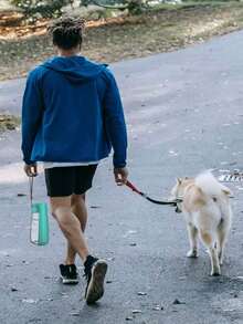 1个550毫升可折叠轻便塑料宠物水瓶，浅蓝色，便携式旅行水碗，适合狗狗，可用于露营、散步和户外活动，宠物用品