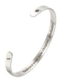 1pc Stainless Steel "Happy Graduation 2025" Adjustable C-Shape Bangle Bracelet, Fashion For Men And Women, Suitable For Daily Wear, Gatherings And Parties