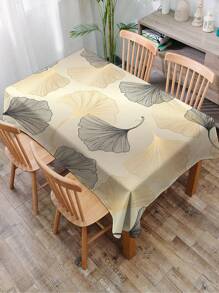 1pc Ginkgo Leaf Printed Tablecloth, Modern Polyester Rectangular Or Round Waterproof Tablecloth, Digital Printing Suitable For Living Room, Outdoor Dining Table, Small Round Table