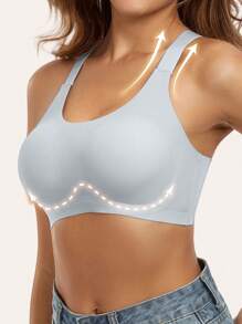 Women's Sexy & Fashionable Wide Strap Comfortable Bra, Wire-Free One-Piece Removable Padded Sports Bra