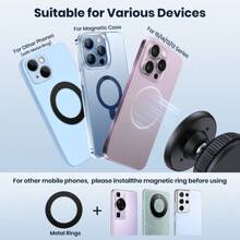 TOPK 360° 可旋转磁性车载手机支架 - 可调节多角度吸盘支架，适合所有智能手机尺寸，超稳定，无需粘合剂 - 黑色 - 查看 3