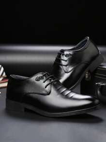 Men's Lace-Up Formal Dress Leather Shoes, Size 39-44, Daily Casual Shoes With Brand Style, Business/Office/Formal Suit Oxfords, Fashion & Versatile For Banquet, Party, Wedding, Spring/Summer/Autumn Formal/Business Formal