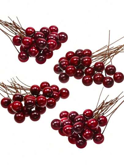 100 unidades de azevinhos artificiais, pequenas frutas vermelhas de espuma bordô, plantas artificiais vermelhas, mini frutas vermelhas artificiais de 10 mm, decoração em arame para guirlanda de flores, artesanato faça você mesmo, arranjos para lembrancinhas de casamento, flores de frutas vermelhas, decoração para adereços de fotos, decoração de festa, decoração para casa, artesanato com cartões de decoração, decoração de cocar de noiva
