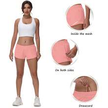 Women's 2.5" Low-Rise Running Shorts - Built-In Liner, Lightweight & Quick Dry With Mesh Pocket - Pink - View 6