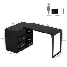 Tribesigns Vanity Desk With 3 Drawers And 2 Shelves, Black Small Makeup Vanity Table With Reversible Storage Cabinet, Modern White Corner Dressing Table For Bedroom, Makeup Room (Without Mirror) - Black - View 2